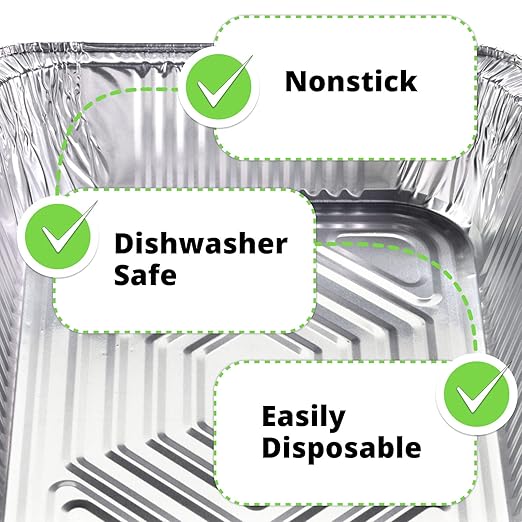IDL Packaging Half-Size Aluminum Steam Table Pans with Lids - Deep, 13" x 11" x 3" (Pack of 5) - Disposable Foil Pan for Grilling, Roasting, BBQ, Cooking, Baking, Freezing