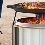 Onlyfire Griddle for Solo Stove Ranger, 14 Inch Double Sided Reversible Cast Iron Campfire Grill Pan with Detachable Legs for Solo Stove 15 Inch Fire Pit, Raised Top Cookware for Ranger Fire Pit