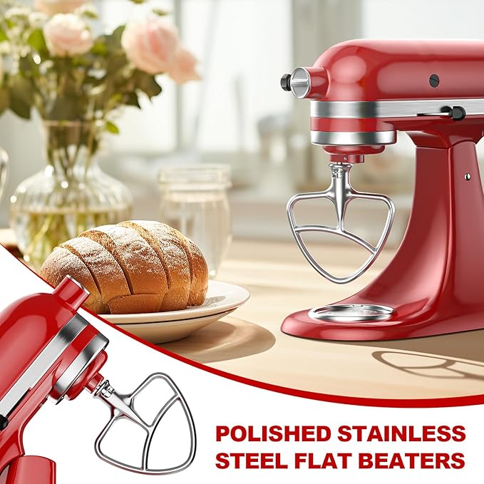 Stainless Steel Flat Beater for KitchenAid Mixer, Paddle Attachment for Tilt-Head Stand Mixer Fits 4.5-5 QT Mixing Bowl, Beater Replacement, Dishwasher Safe by GVODE
