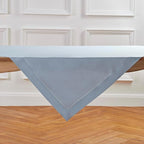 Solino Home Linen Tablecloth 52 x 52 Inch - 100% Pure Linen Dusty Blue Square Tablecloth - Classic Hemstitch, Machine Washable Table Throw for Summer, Fall, Autumn