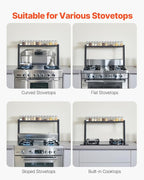 VEVOR Over the Stove Shelf, Adjustable 27-33Inch Spice Organizer, 4 Level Expandable Height Spice Rack for Kitchen Stove Top, Spice Organizer, Countertop Seasoning Organizer Storage Solution, Black