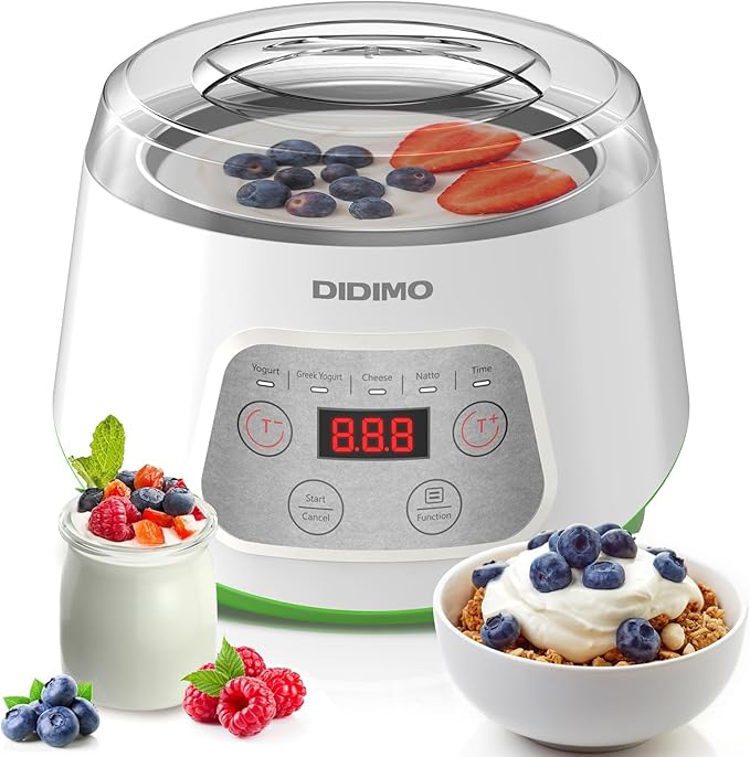 Yogurt Maker, Electric Yogurt Maker Machine with Transparent Lid, White/Green Cheese Maker for Home/Restaurant/Party