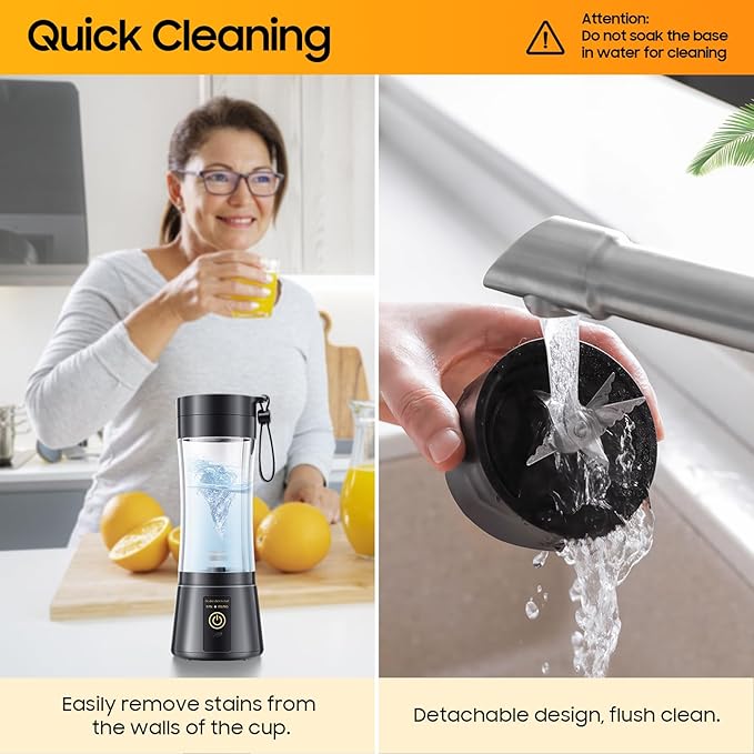 Portable Blender for Smoothies & Shakes - Personal Blender with 12Oz Traveling Cup, BAP Free, 6 Stainless Steel Blades, Freshly Squeezed for Office/Picnic/Sports