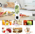Portable Personal Electric USB Juicer，500ML Mini Blender Portable Blender For Shakes and Smoothies juice，12 Blades Great for Mixing，Compact、Convenient and Versatile (White)