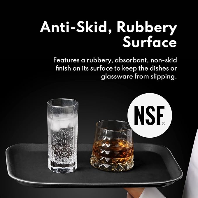 New Star Foodservice Restaurant Grade Non-Slip Tray, Plastic, Rubber Lined, Rectangular (Brown, 14-Inch x 18-Inch)