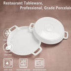 Round 7.4 Inch Au Gratin Baking Dishes, Set of 2, Porcelain Baking pan Oven Safe, Roasting Lasagna Pans, for Casserole Dish, Pie Plate, Baking, Small Plates, Au Gratin Baking Dishes