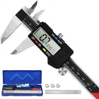 Digital Caliper Measuring Tool,with Large LCD Screen, Easy Switch Inch/MM/Fraction,6inch/150mm Stainlee Steel Caliper and 8inch/200mm Stainlee Steel Ruler for DIY/Household