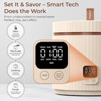TOKIT Rice Cooker Small 3 Cup Uncooked /6 Cup Cooked, Modern Multifunctional Mini Rice Cooker with Display Touch Button for 1-3 People Ceramic Coated Non-Stick Pot 8 Cook Functions - Cooking & Warmer