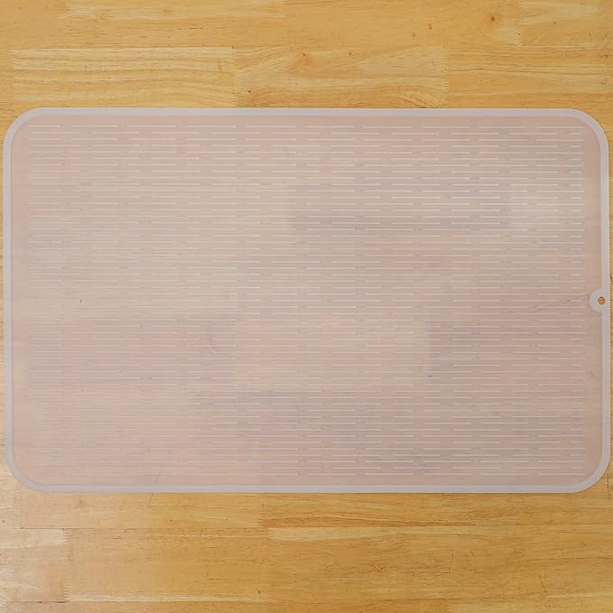Silicone Dish Drying Mat for Multiple Usage,Easy clean,Eco-friendly,Heat-resistant Silicone Mat for Kitchen Counter or Sink,Refrigerator or Drawer Liner Translucent 3XL 28 inches x 18 inches