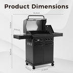 4-Burner Propane Gas Grill, 50,000 BTU Heavy Duty Outdoor BBQ Grill with Side Burner, Cast Iron Cooking Grates & Griddle for Backyard Barbecue