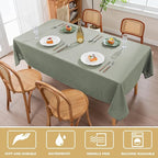 H.VERSAILTEX Linen Table Cloths Rectangle 60 x 84 Inch Premium Tablecloth Spill-Proof Waterproof Table Cover for Dining Buffet Feature Extra Soft and Thick Fabric Wrinkle Free, Sage