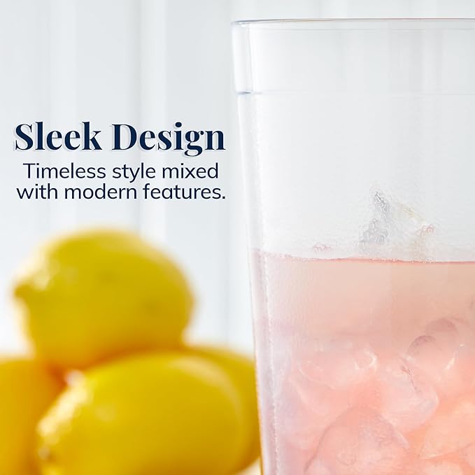 US Acrylic Café Plastic Reusable Tumblers (Set of 12) 32-ounce Iced-Tea Cups Clear | Value Set of Restaurant Style Drinking Glasses, Stackable, BPA-free, Made in the USA | Top-rack Dishwasher Safe