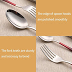 20-Piece Black Red Silverware Set 18/0 Stainless Steel Silverware Set Black Red Handle Cutlery Set Service for 4 Dinner Knives Forks Spoons Set Flatware Set Finish Dishwasher Safe