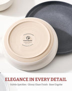 famiware Milkyway 33 oz Bowl Set, Pasta Bowls Set of 4, Salad Bowls, Double Reactive Glaze, Sturdy & Stackable, Ideal for Housewarming, Festivals, Dark Charcoal & White Full Glaze Matte