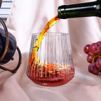 20 Pack Plastic Ribbed Wine Glasses, 14Oz Origami Disposable Wine Glasses Unbreakable Clear Plastic Cocktail Glasses Recyclable Shatterproof Reusable Wine Cups (14oz-20pack)