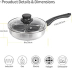 Egg Poacher Pan, Stainless Steel Egg Poaching Pan for Benedict Breakfast Maker, Poached Egg Cookware with 4 Nonstick Large PFOA Free Egg Poacher Cups and Silicone Spatula
