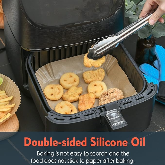 [3-Size] Air Fryer Disposable Paper Liner Square Compatible with COSORI and Ninja Air Fryer Toaster Oven, Non-stick Air Fryer Parchment Paper Baking Accessories