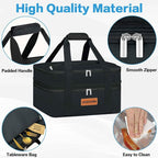 Double Decker Insulated Casserole Carrier for Hot or Cold Food, Expandable Insulated Food Carrier for Parties, Picnic, Beach, Fits 9"x13" Baking Dish (Black)