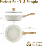 SENSARTE Nonstick Ceramic Saute Pan 10 Inch/3.5QT, Non-toxic Deep Frying Pan Skillet with Lid, Healthy Jumbo Cooker, Stay Cool Handle, Induction Compatible, PFOA & PFAS Free