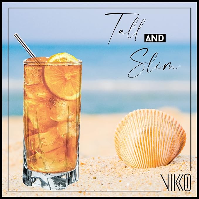 Vikko Drinking Glasses, 12 Oz Drinking Glasses Set of 6, Crystal Clear Glass Cups for Water or Juice, Highball Glass Tumbler & Water Glasses for Drinking…