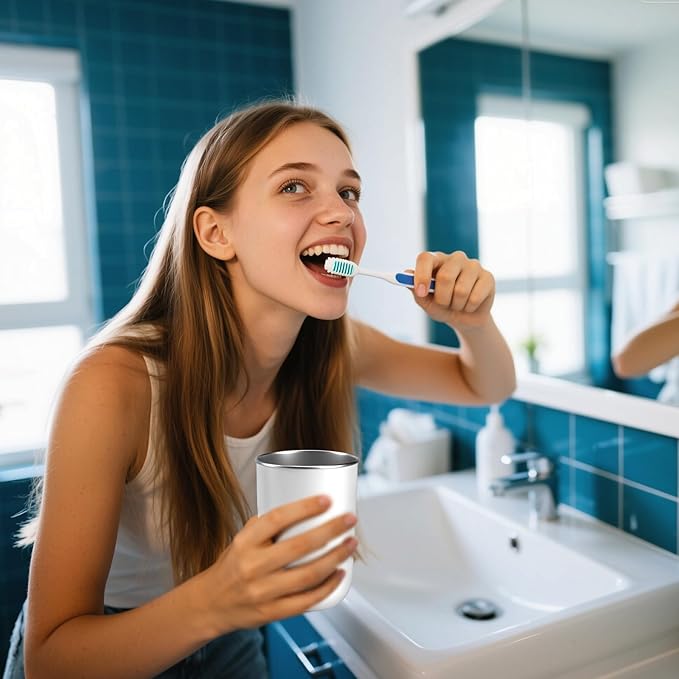 Mouthwash Cup，stainless steel cup12-ounce drinking cup，Bathroom Tumbler - Toothbrush Cup-Reusable Drinkware - home and outdoor activities,coffee cup, office and travel (white)