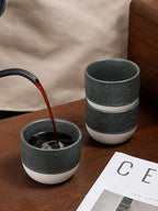 4oz Espresso Cups Set of 4, Ceramic Demitasse Coffee Cups for Espresso, Latte, Cappuccino – Two-Tone Stackable Small Mugs for Home, Cafe, Restaurant – Dishwasher & Microwave Safe