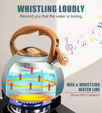 Tea Pot, 3.2Qt Tea Kettle Stovetop, Food Grade Stainless Steel Tea Kettle,Suitable for Various Heat Sources,One-Button Switch (Grayish Blue Gradient)