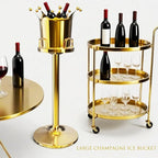 Royal Ice Bucket with Stand, Gold Ice Bucket,Stainless Steel Light-Luxury Standing Wine Bucket,Crown Design with 8 Steel Balls for Champagne, Wine,Family Gatherings,High-end Banquets,7L