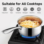 1Qt & 2Qt & 3QT Stainless Steel Sauce Pan Set with Lid,6 Pcs Non Stick Saucepan,Small Kitchen Pots,Induction Compatible,PFOA FREE