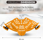 Clip On Strainer, Pot Strainer for Pasta, Vegetables, Fruit and Meat- Kitchen Silicone Strainer Colander for All Pots, Pans and Bowls (Orange)