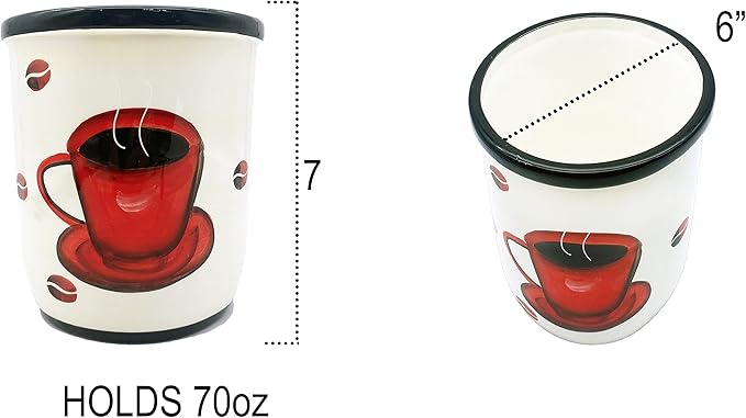 ACK Tuscany Colorful Coffee Bean Hand Painted Ceramic Utensil Jar, 83339