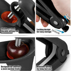 SCHVUBENR Cherry Pitter Tool - Stainless Steel Cherry Corer Pitter with Ergonomic Push Design - Easy to Use for Making Cherry Jam - Pit Cherry with Ease, Saving Time & Space with Lock Design(Black)