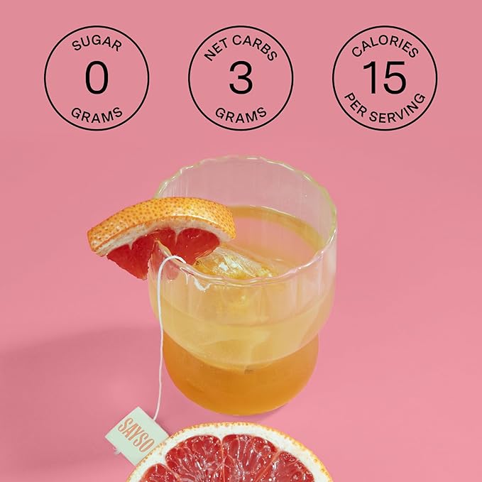 SAYSO Skinny Cardamom Paloma | The Original Craft Cocktail Tea Bag Mixer | Organic, Certified Gluten-free, Non-GMO |< 15 Cal, 0g Sugar, Steep in Cold Water & Spirits, For a Perfect Mocktail, 8 count