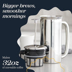 ESPRO P7 French Press Coffee Maker - Double-Walled Stainless Steel Insulated with Micro-Filter, 32 Ounces, Polished Stainless Steel