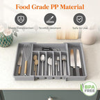 Lifewit Deep Silverware Drawer Organizer for Kitchen, Expandable Utensil Tray, Adjustable Flatware Cutlery Holder, Large Plastic Kitchen Storage for Spoons Forks Knives, 22.4 x 16.7 x 2 inches, Gray