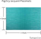 PIGCHCY Placemats Set of 12 Washable Durable Place Mats Vinyl Heat Resistant Non-Slip Table Mats Indoor Outdoor (Turquoise)