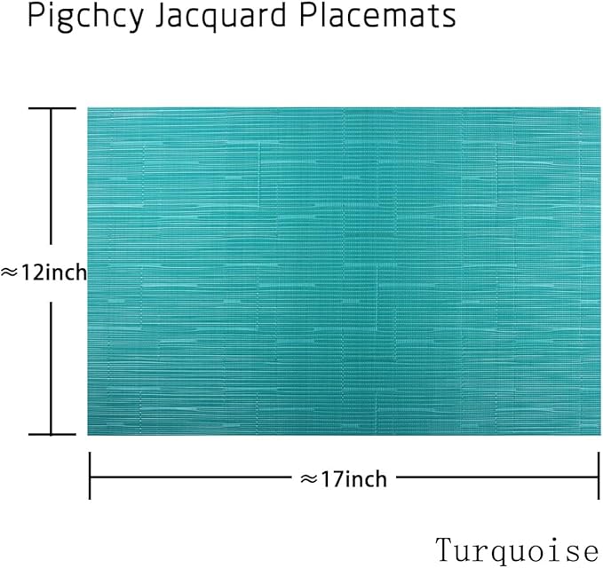PIGCHCY Placemats Set of 12 Washable Durable Place Mats Vinyl Heat Resistant Non-Slip Table Mats Indoor Outdoor (Turquoise)