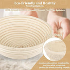 Bread Proofing Basket Set with 10" Round and 9.6" Round Banneton Baskets, Silicone Bread Sling Baking Mat, Whisk Cutter Scraper Lame - Sourdough Bread Baking Supplies Ideal Sourdough Starter Kit