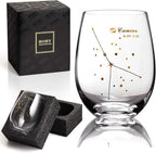 HOHY Cancer Stemless Wine Glass 20 Oz, Cancer Constellation Wine Glass Golden, Zodiac Gifts June Birthday Gifts for Women