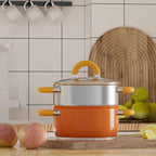 4 QT Steamer for Cooking, Vegetable Steamer Pot, 18/8 Stainless Steel Oranger Pot with Lid and Steaming Basket, Compatible with All Stovetops, Dishwasher Safe