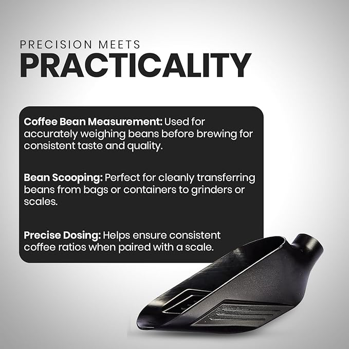 Rattleware Half Kilo Food Measuring Bean Scale Scoop - Durable and Commercial Coffee Beans Weighing Container Spoon, Plastic Coffee Bean Scale Measuring Tool for Baristas - Black