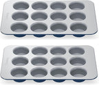 Caraway Non-Stick Ceramic 12-Cup Muffin Pan Duo - Naturally Slick Ceramic Coating - Non-Toxic, PTFE & PFOA Free - Perfect for Cupcakes, Muffins, and More - Navy
