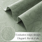 Romanstile Vinyl Placemats Set of 4-12 X 18 Inch - Heat Resistant Non-Slip Embossed Floral Place Mats 100% Waterproof Oilproof Wipeable Faux Leather Table Mats for Kitchen/Dining/Party, GrassGreen