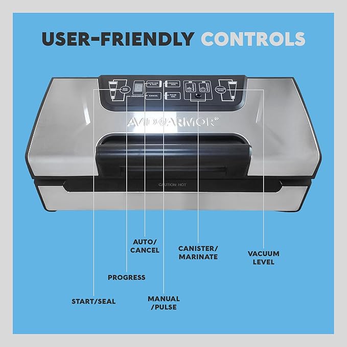 Avid Armor Vacuum Sealer Machine AVS2400, Professional Food Sealer with Roll Storage & Built-In Cutter, Compact Vacuum Sealer for Food Preservation
