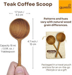 2 Pieces Wooden Coffee Spoon, Handmade Teak Wood Scoop for Ground Coffee, Beans and Tea 1 Tablespoon for Jars and Containers