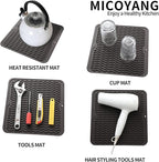 Silicone Dish Drying Mat for Multiple Usage,Easy clean,Eco-friendly,Heat-resistant Silicone Mat for Kitchen Counter or Sink,Refrigerator or Drawer liner Coffee M 12 inches x 12 inches