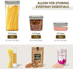 Flip-Lock Airtight Food Storage Containers 6-PC (0.6 Qt*2+1.6 Qt*3+3.4 Qt),Leakproof Ring Seal Top,Anti-Slip Pantry Canister for Flour Sugar,Coffee,Dog Food Treat,Rectangle White