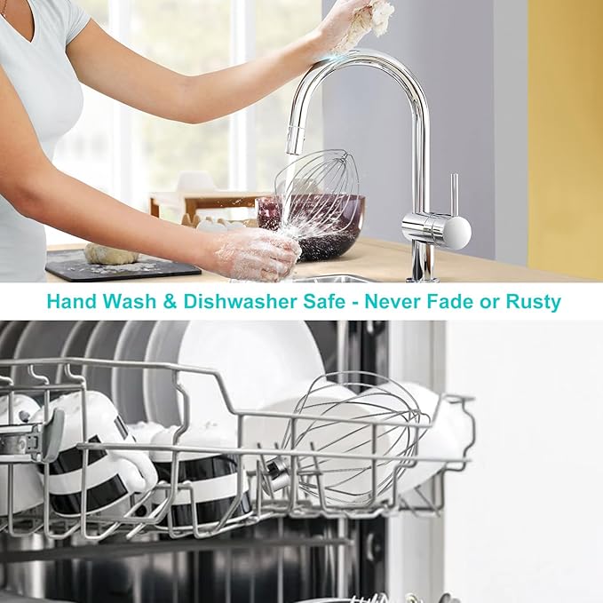 Wire Whip for KitchenAid Stand Mixer, airkitrep KN256 Stainless Steel Whisk Attachment, 6 Wire Whip Attachment Fits for Kitchen Aid 5-6 Quart Bowl-Lift Mixer, KP26, KD26, Pro 6500 Series Mixer