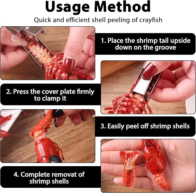 4 Pcs Crawfish Peeler Tool, Stainless Steel Crawfish Tail Remover Tool, Easy to Remove Shrimp Shells, Free Your Hands, Suitable for Family Gatherings, Restaurants.