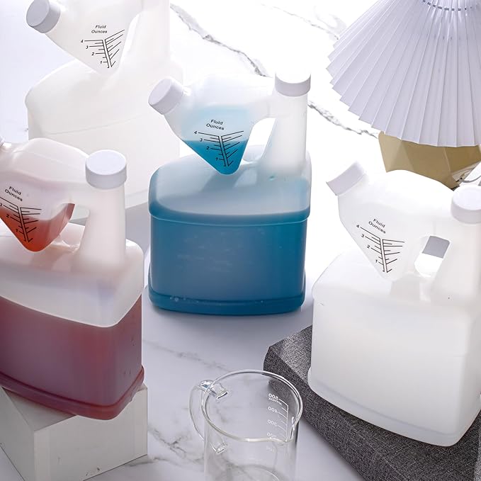 8 Pcs 64 oz Measure Container Tip and Pour Measuring Containers Plastic Measuring Bottle, up to 4oz Measuring Capacity